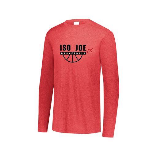 [3075.V96.XS-LOGO2] Decker Men's Tri-Blend T-Shirt - Long Sleeve (Adult XS, Red, Logo 2)