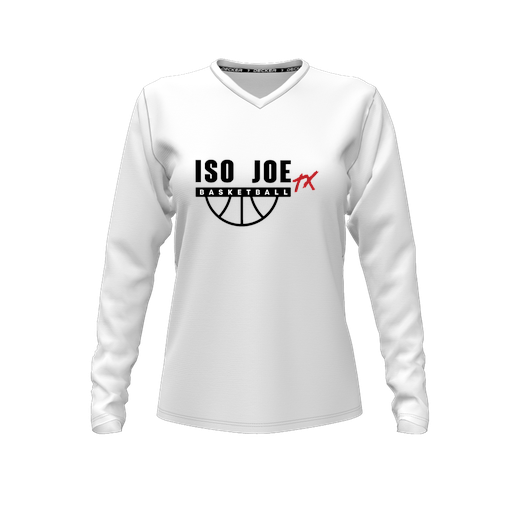 [FTLVCFWH-FYXS-LOGO2] Decker Comfort T-Shirt (Female Youth XS, White, V Neck, Logo 2, Long Sleeve)