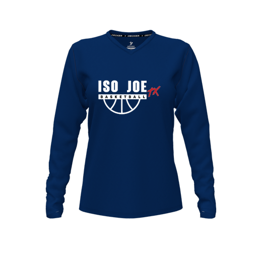 [FTLVCFNV-FYXS-LOGO1] Decker Comfort T-Shirt (Female Youth XS, Navy, V Neck, Logo 1, Long Sleeve)