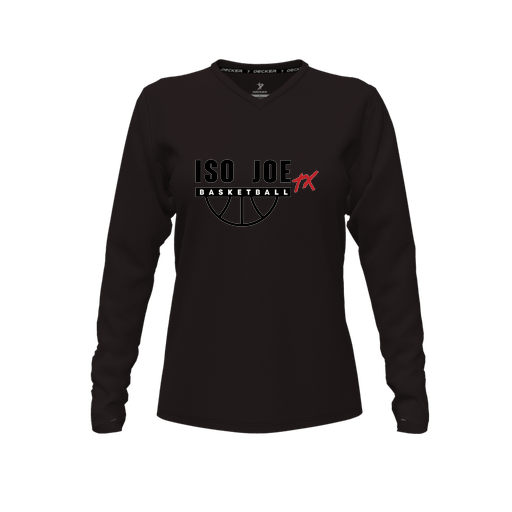 [FTLVPTBK-FYXS-LOGO2] Decker Performance T-Shirt (Female Youth XS, Black, V Neck, Logo 2, Long Sleeve)