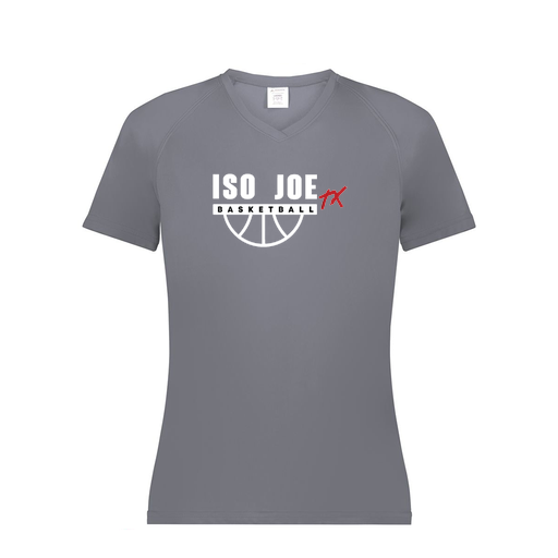 [2792.059.XS-LOGO1] Ladies Smooth Sport V-Neck T-Shirt (Female Adult XS, Gray, Logo 1)